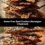 Gluten-free seed crackers inspired by Norwegian crispbread on a wooden table.