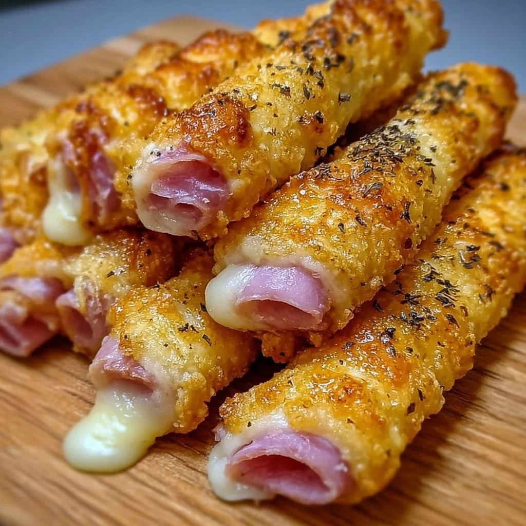 Homemade ham and cheese sticks fresh out of the oven