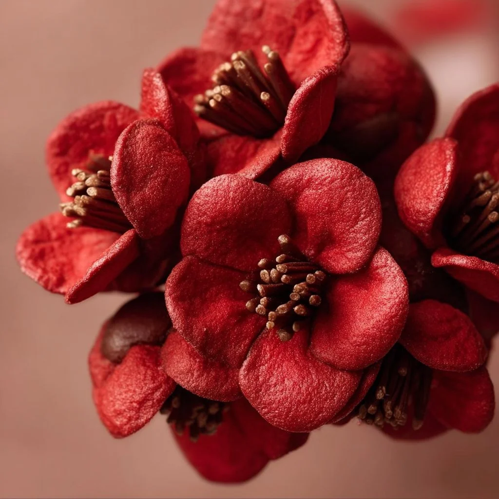 Hershey’s Red Velvet Blossoms cookies on a plate, showcasing red velvet color and sweet sprinkles.