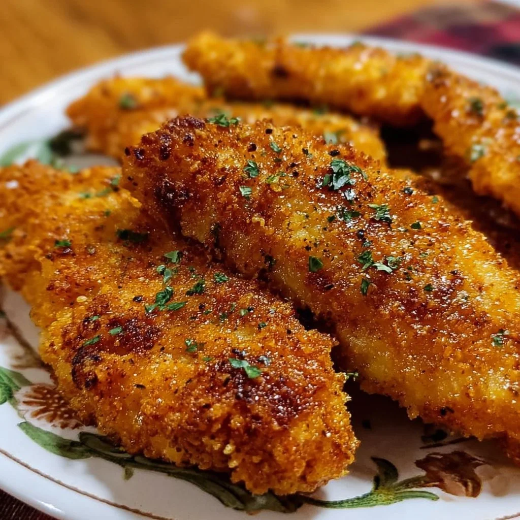 Delicious homemade baked chicken tenders with herbs and spices
