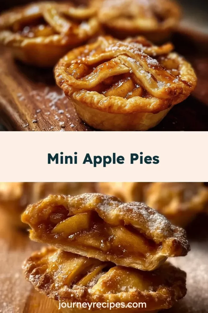 Delicious mini apple pies on a rustic wooden table
