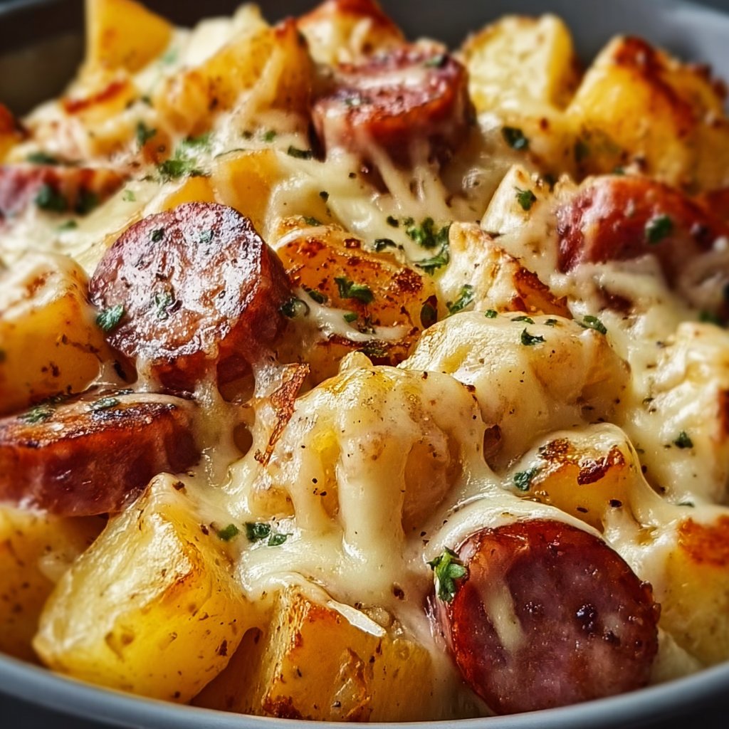 Cheesy Ranch Potatoes and Smoked Sausage