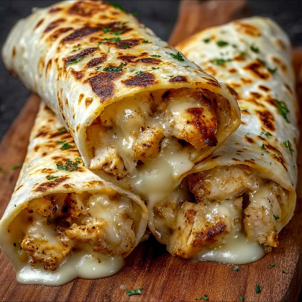 Cheesy Garlic Chicken Wraps