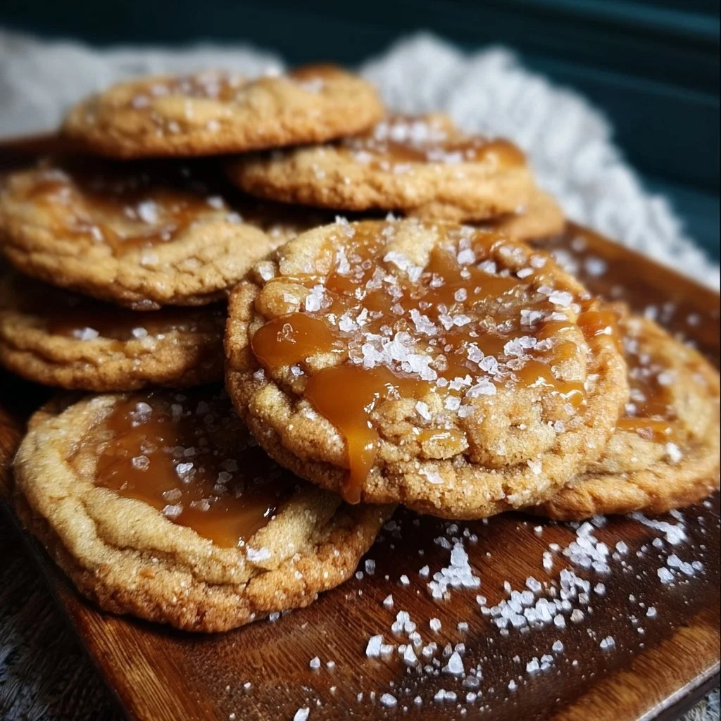 Deliciously baked salted caramel cookie with a rich caramel drizzle