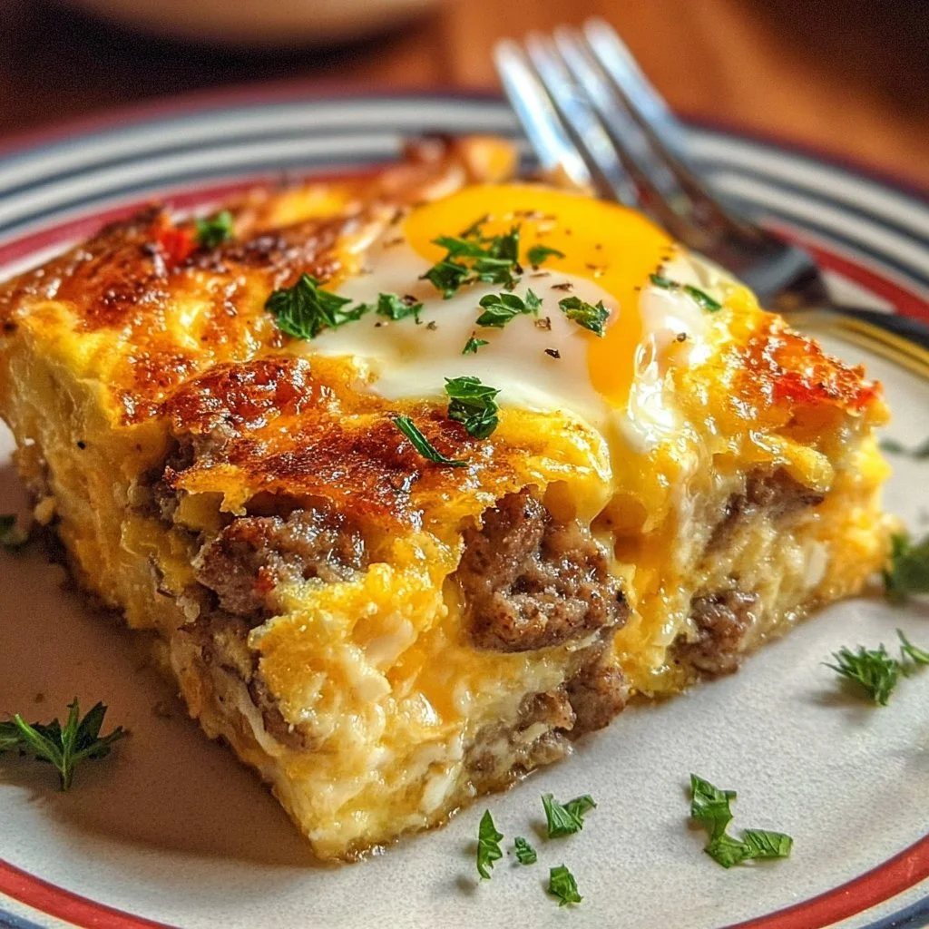 Sausage and Egg Casserole, a savory breakfast dish with eggs and sausage