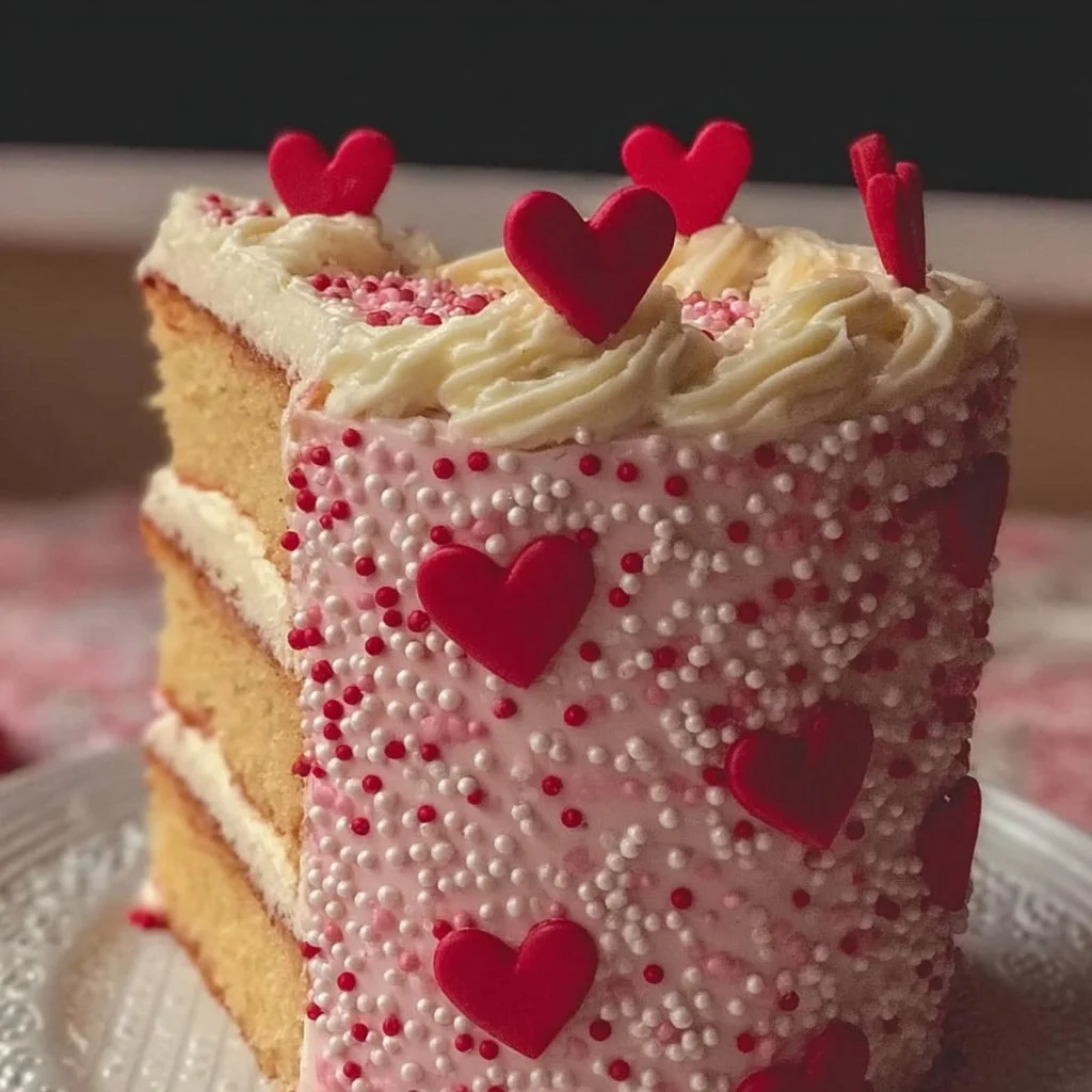 Delicious Valentine's Day Cake decorated with hearts and roses