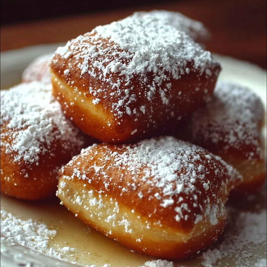 Delicious Vanilla French Beignets dusted with powdered sugar