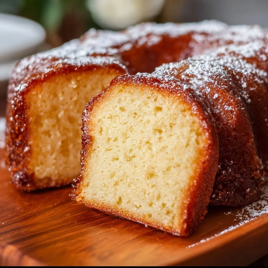 Delicious slice of vanilla pound cake topped with fresh berries