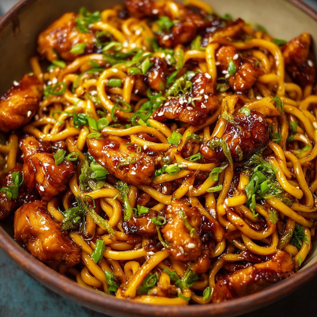 Sticky Garlic Chicken Noodles