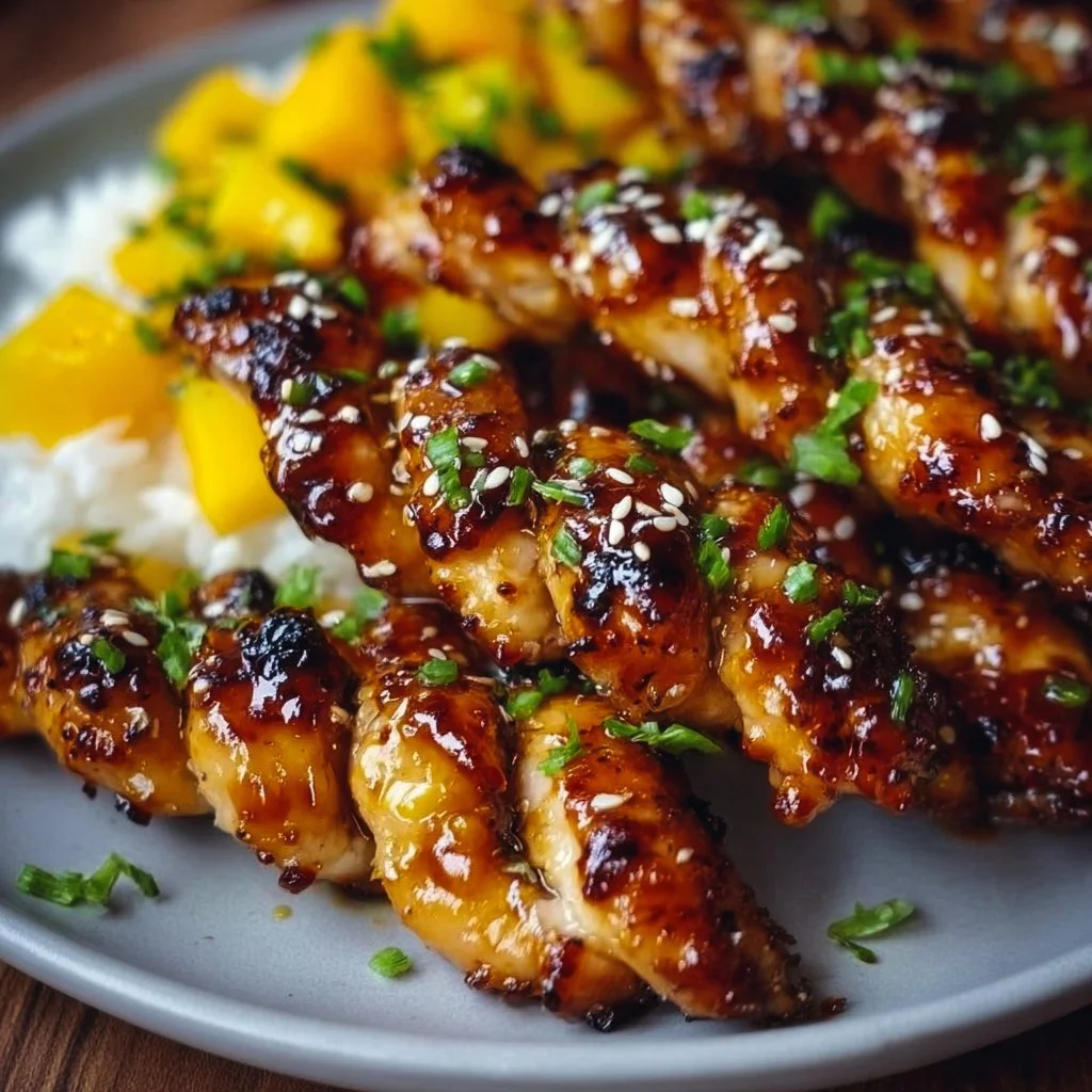 Asian Mango Glazed Chicken Twists