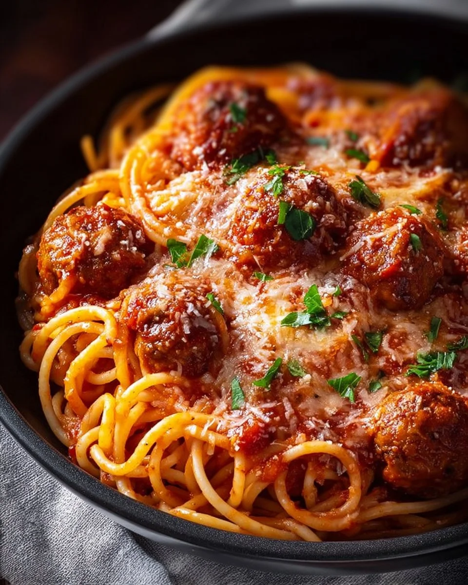 Baked Spaghetti and Meatballs