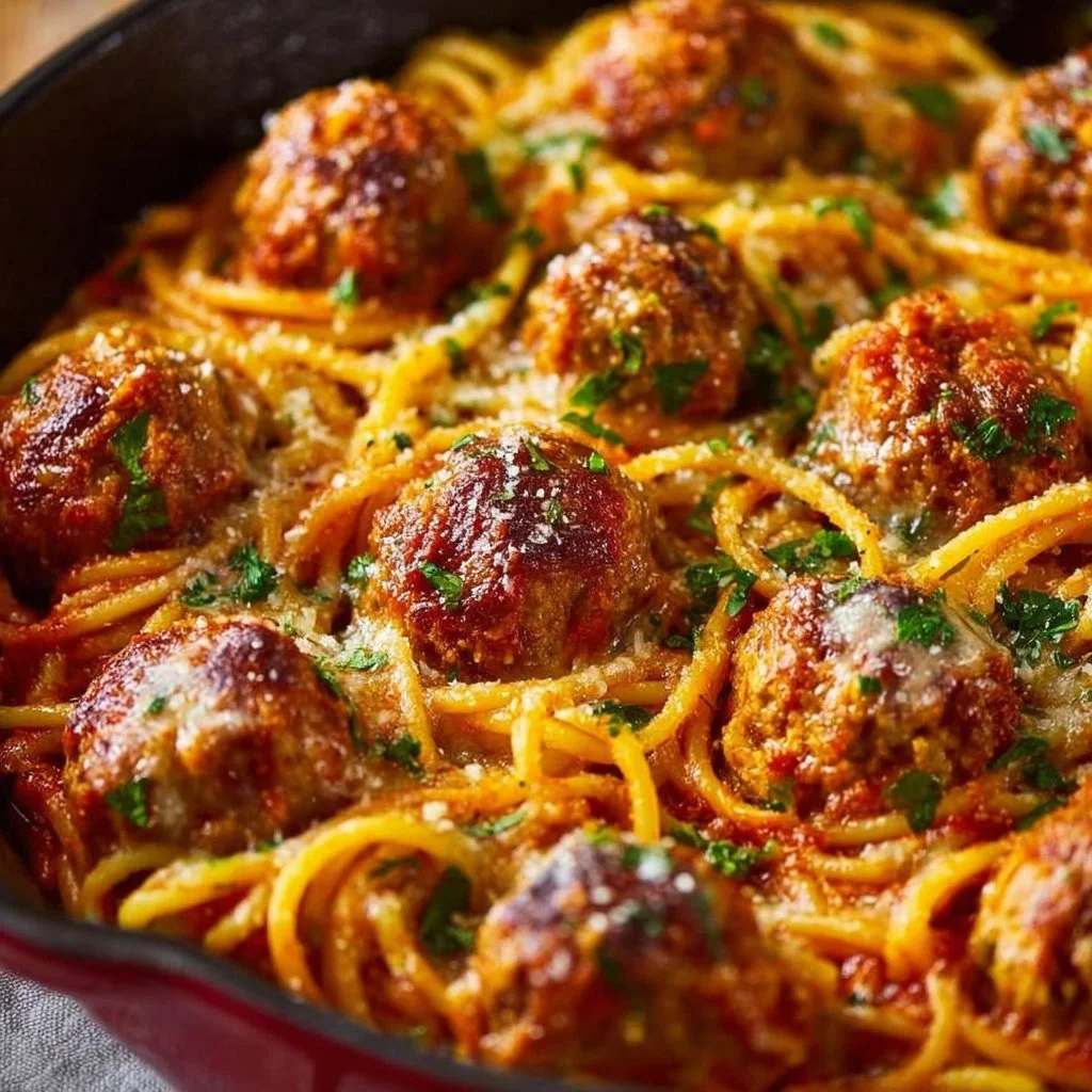 Baked Spaghetti Meatballs
