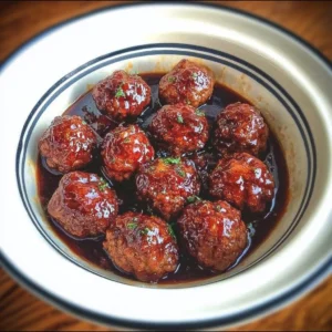 Delicious BBQ meatballs served on a platter with dipping sauce.