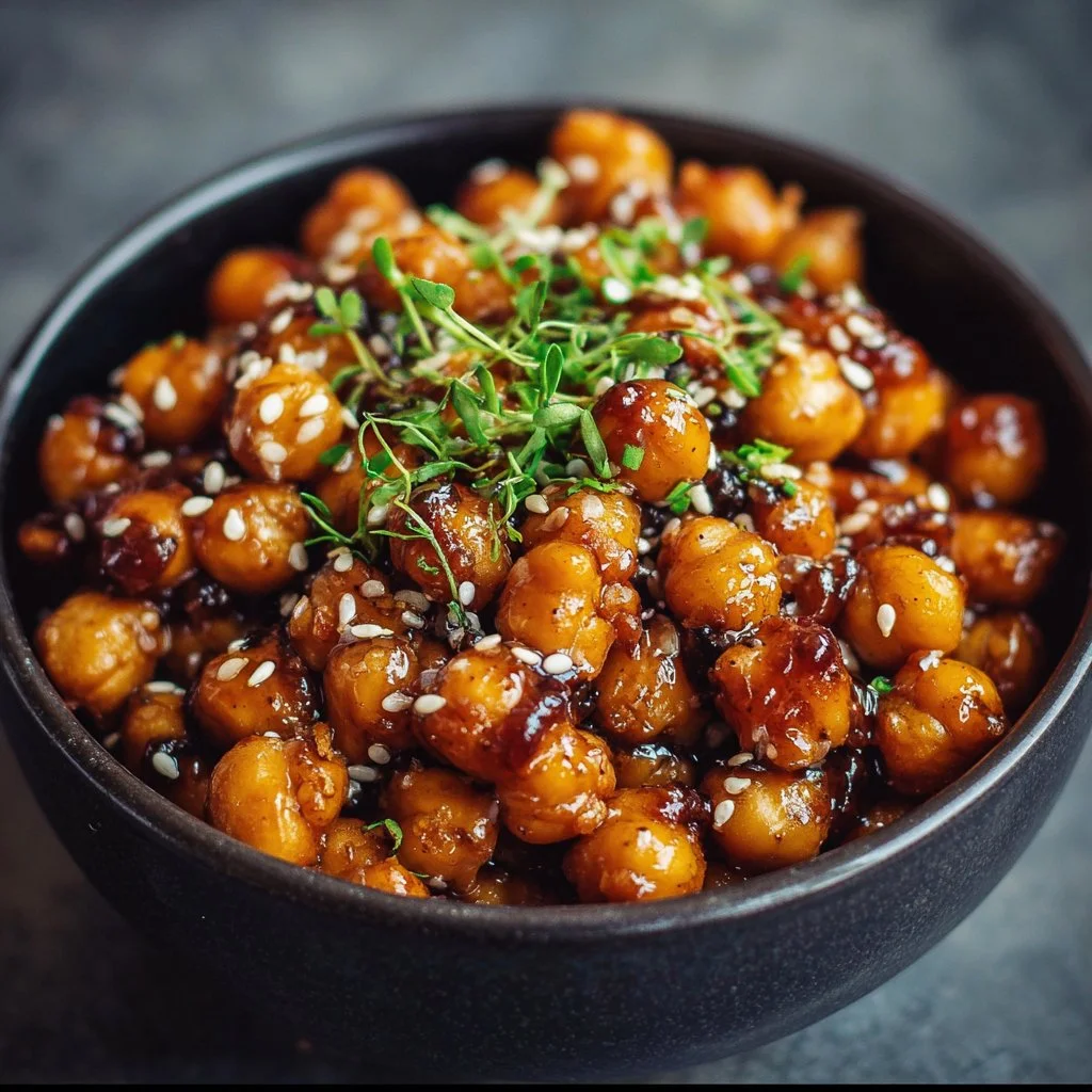 Vegan Sticky Sesame Chickpeas Recipe