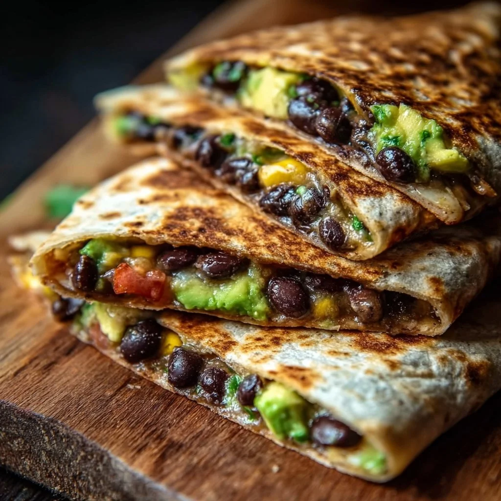 Vegan Quesadillas with Black Beans and Avocado