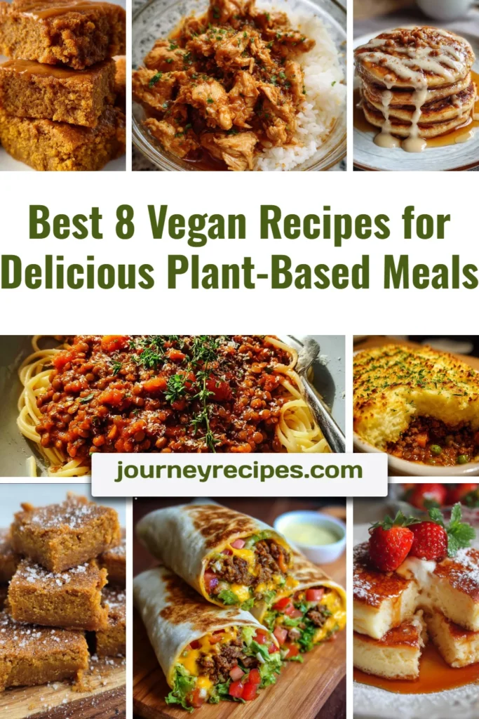 A colorful array of delicious vegan recipes showcasing plant-based meals