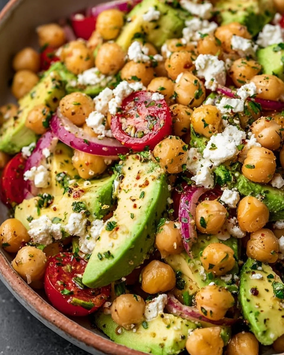 Chickpea Feta Avocado Salad
