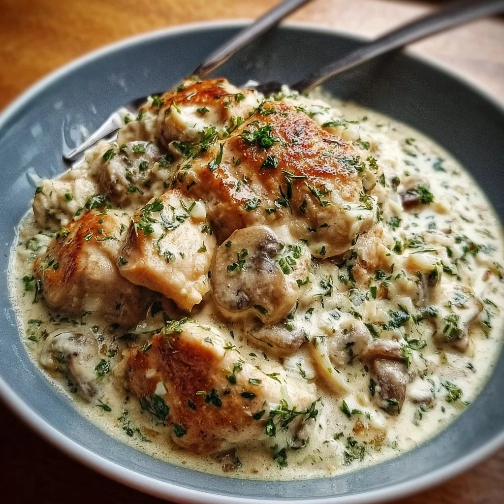 Creamy Chicken Supreme dish served with herbs and spices
