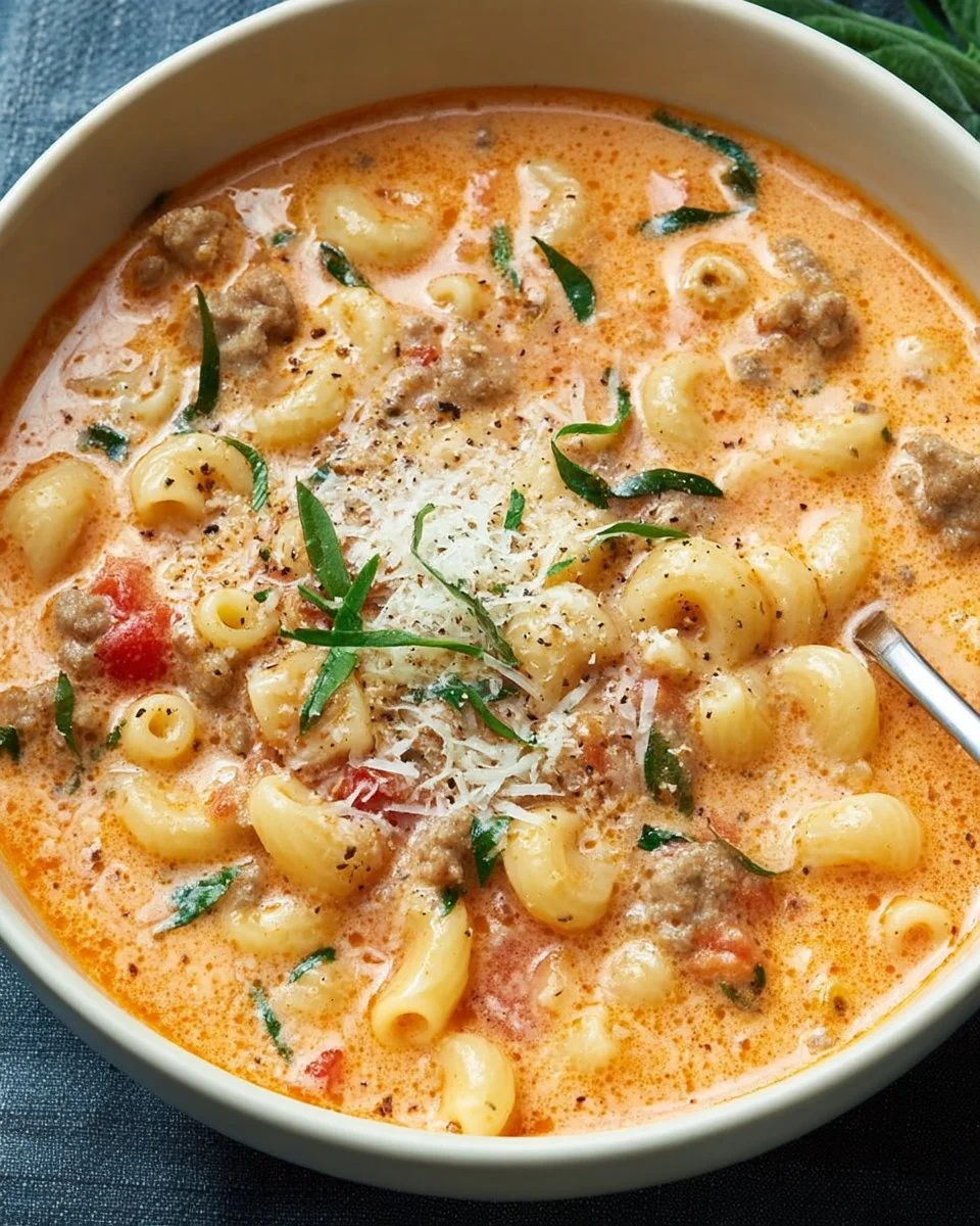 Creamy Parmesan Italian Sausage Ditalini Soup
