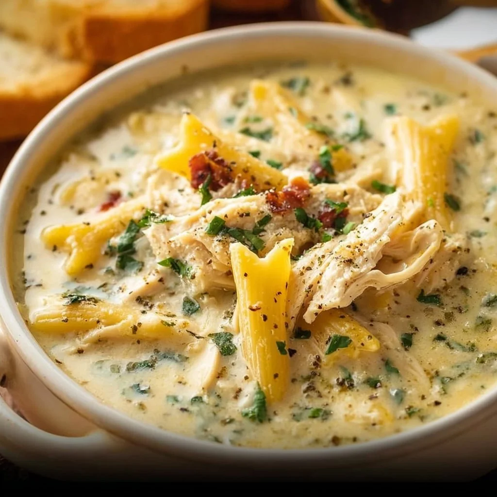 Creamy White Chicken Lasagna Soup