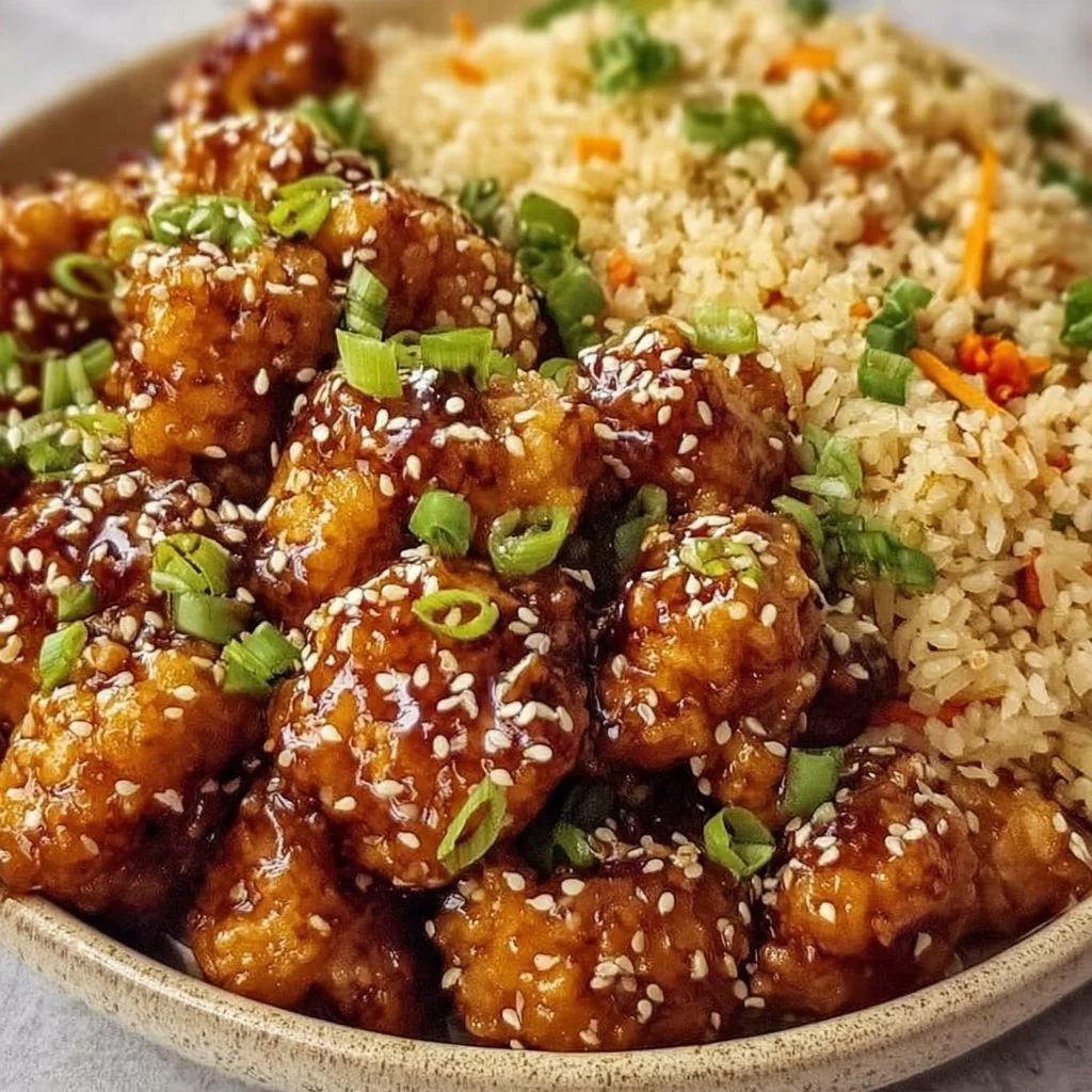 Crispy Sesame Chicken with Fried Rice