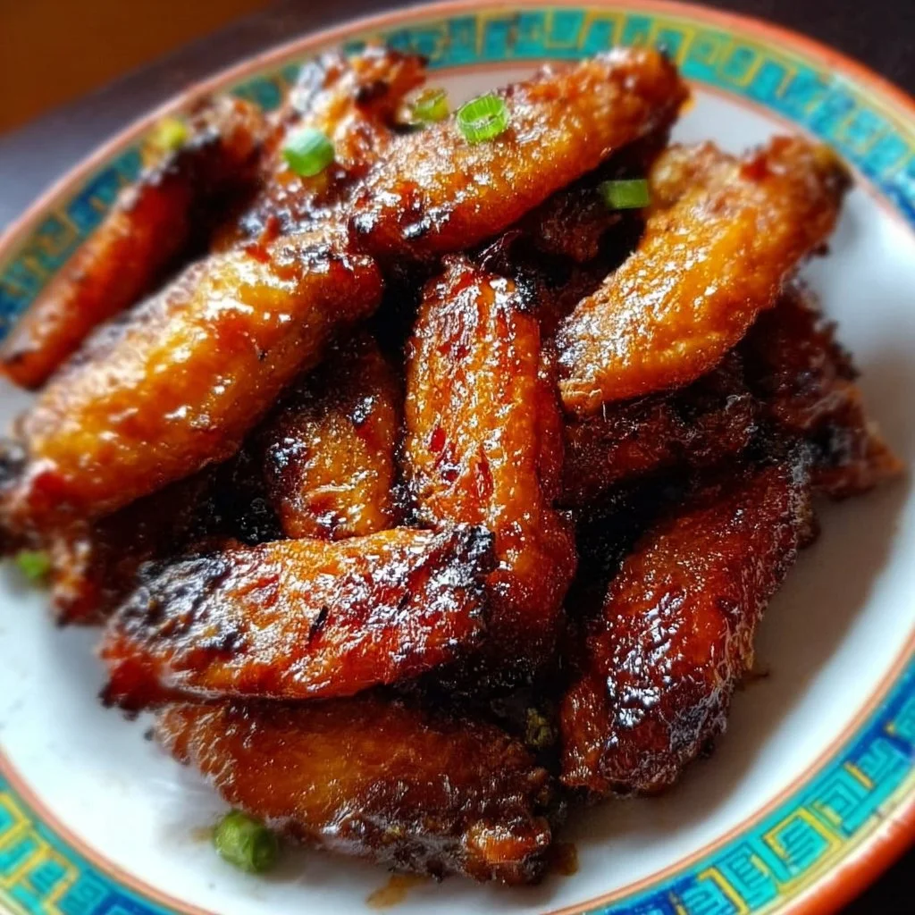 Delicious easy Chinese chicken wings on a serving platter.