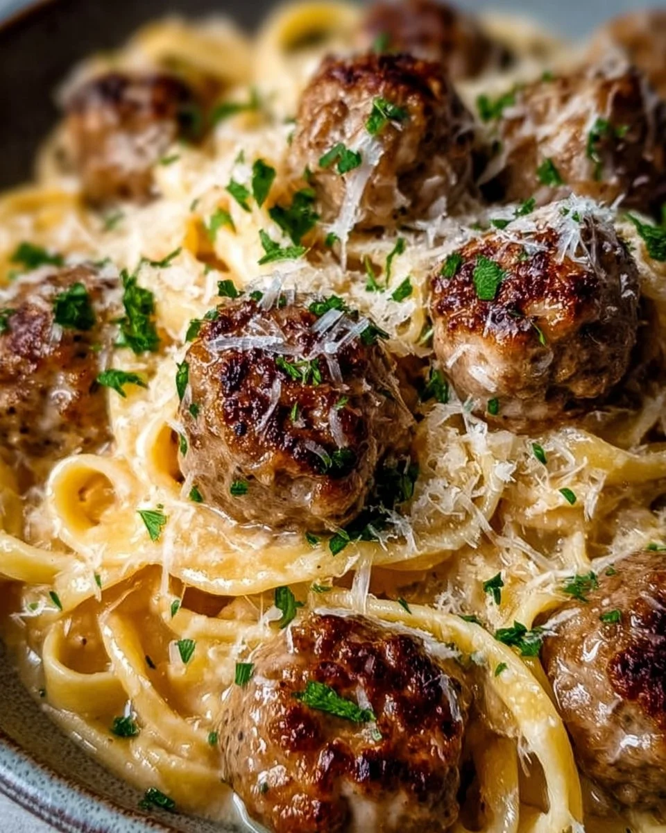Garlic Butter Meatballs: Parmesan Linguine Delight