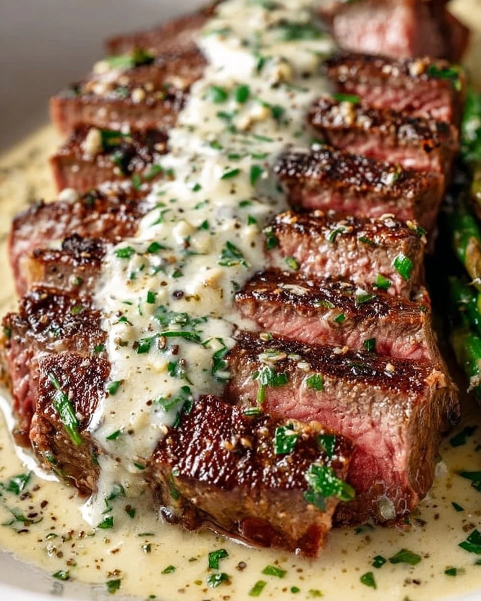 Garlic Butter Steak With Parmesan Cream Sauce