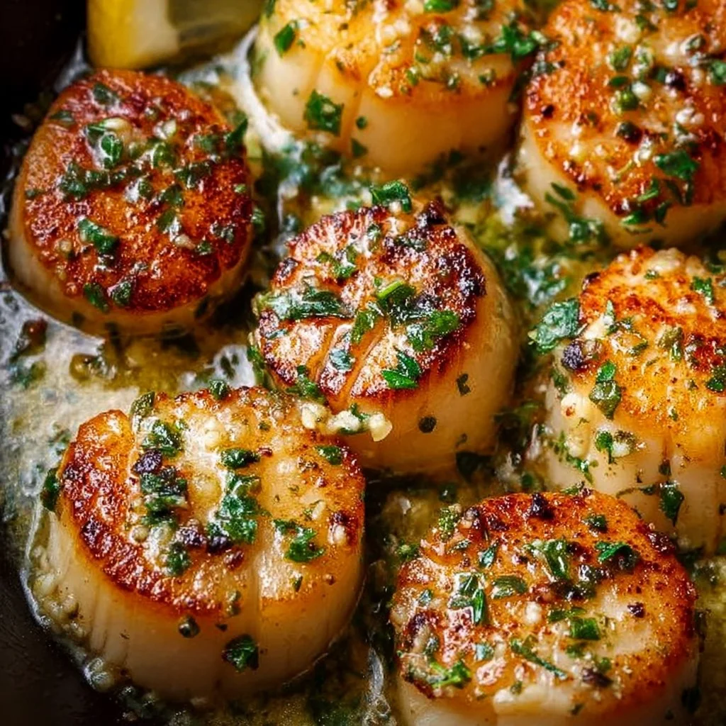 Garlic Lemon Butter Seared Scallops