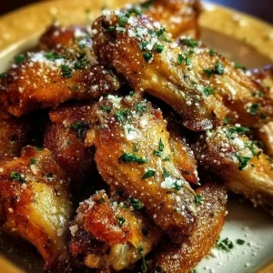 Crispy Garlic Parmesan Chicken Wings served on a platter