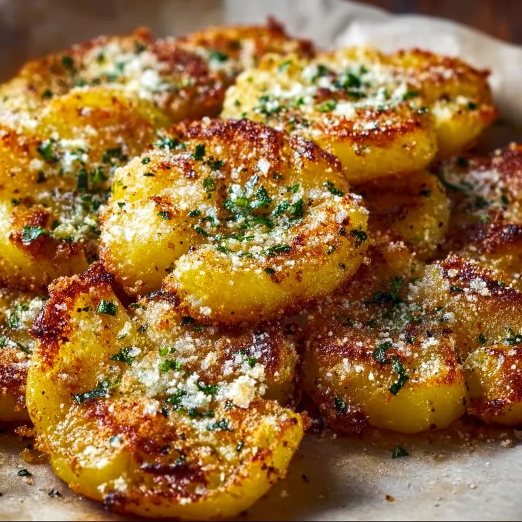 Garlic Parmesan Smashed Potatoes