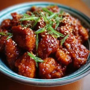 Delicious Gochujang Chicken served with vegetables on a plate