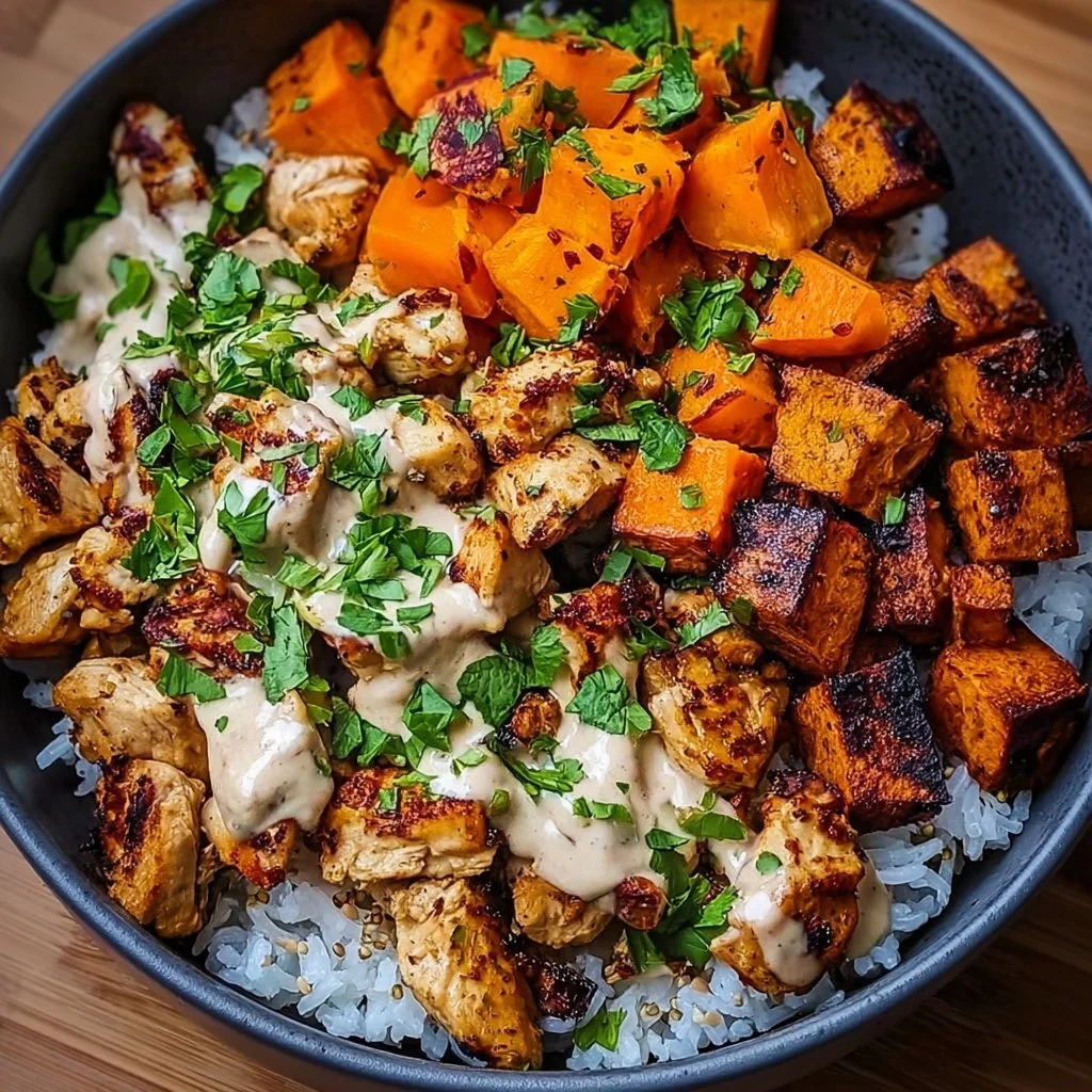 Healthy Chicken & Sweet Potato Rice Bowl