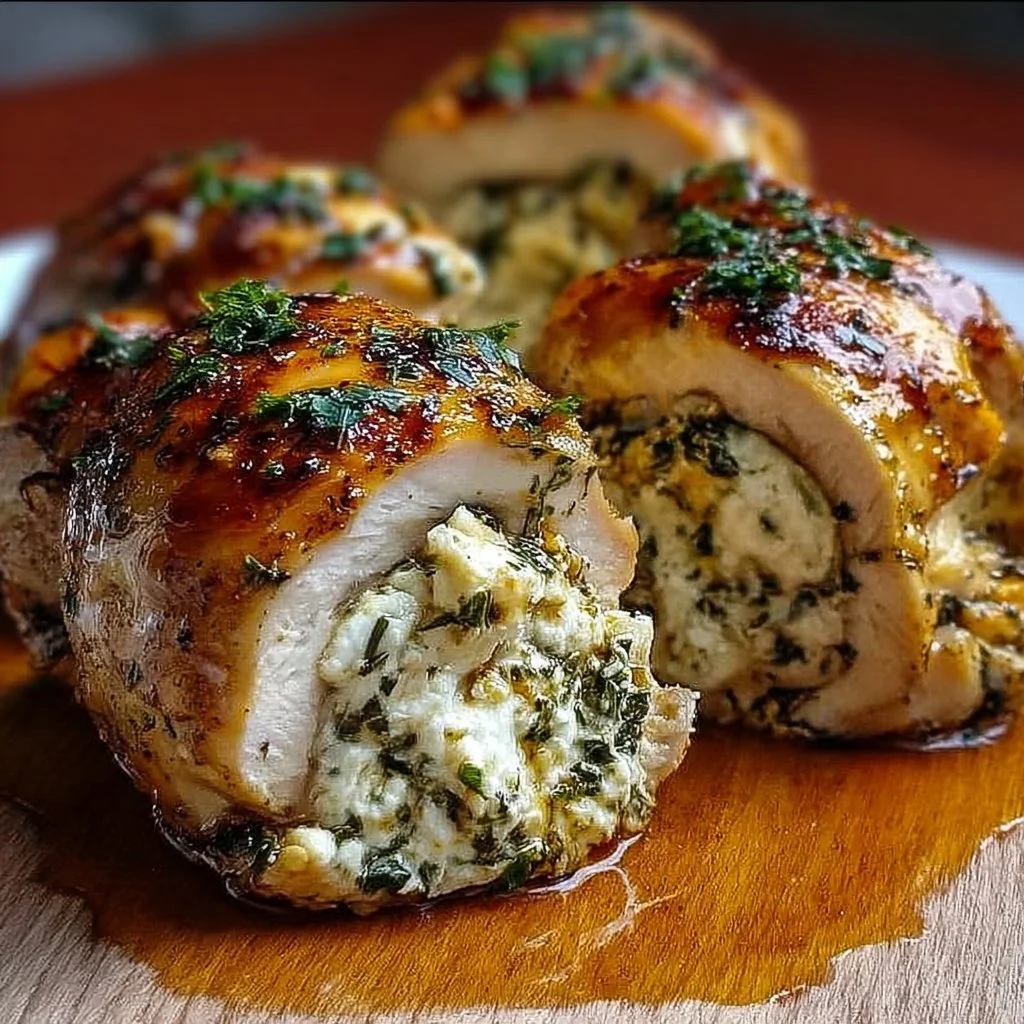 Herbed Ricotta Stuffed Chicken Rolls