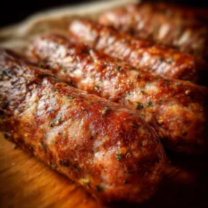 Homemade Italian sausage being prepared in the kitchen