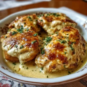 Delicious baked cream cheese chicken dish topped with herbs and spices
