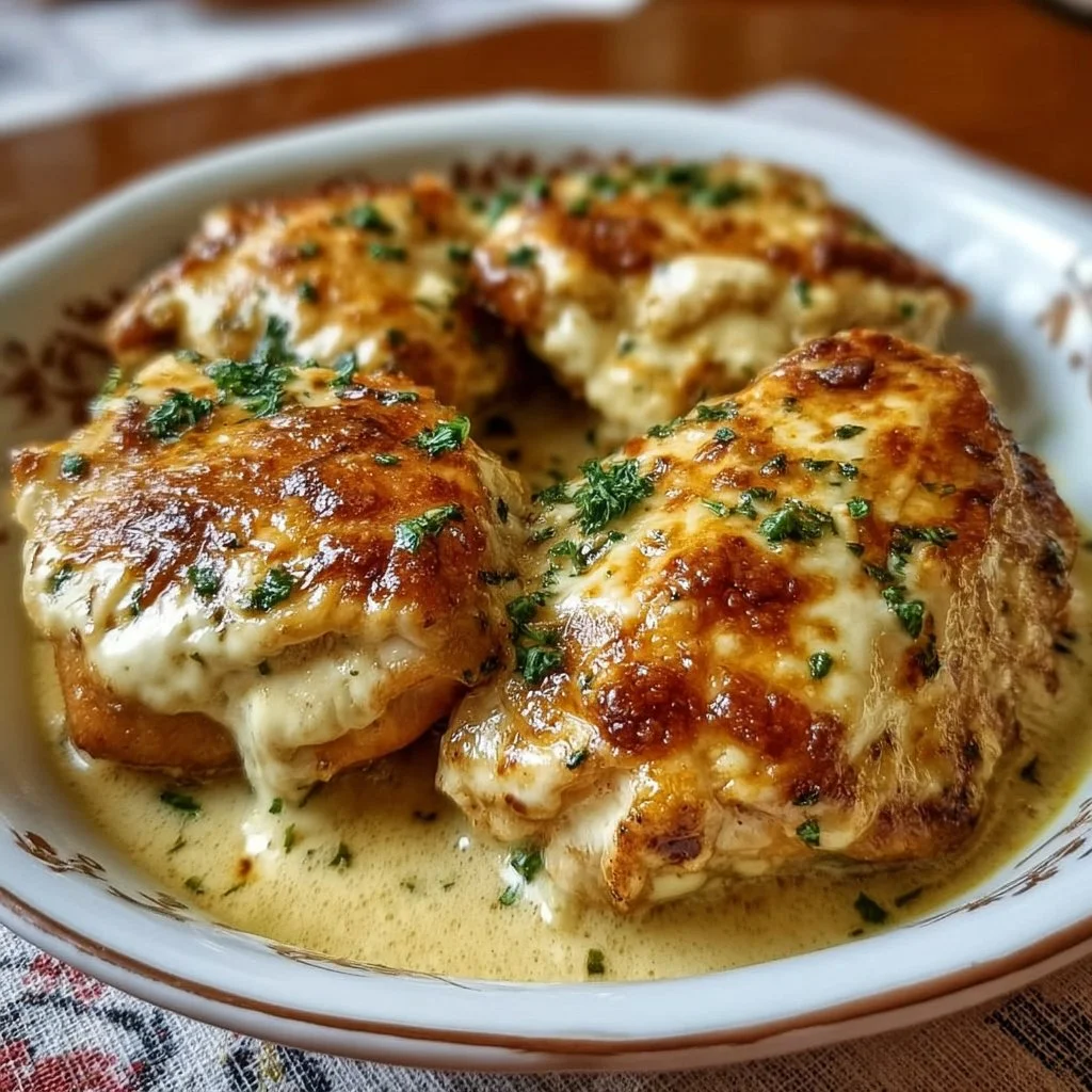 Delicious baked cream cheese chicken dish topped with herbs and spices