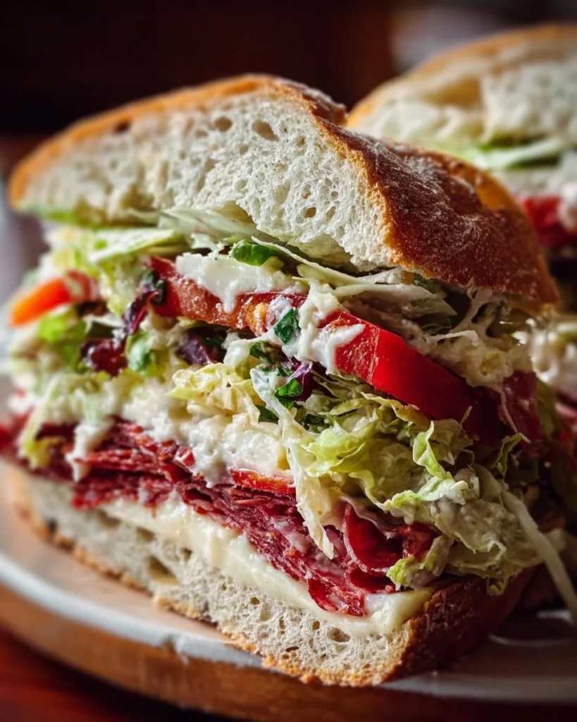 Italian Grinder Salad Sandwich with fresh ingredients and vibrant flavors