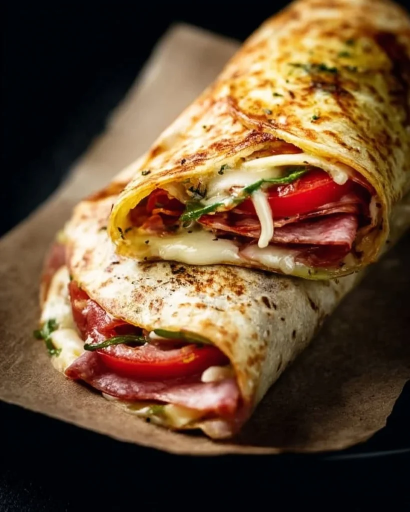 Low-Carb Italian sub wrap featuring fresh ingredients and tortilla melt style.
