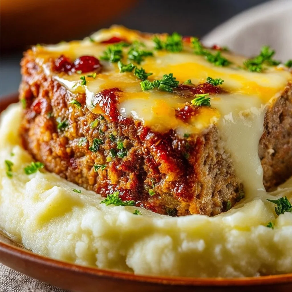 Meatloaf with Mashed Potatoes and Cheese