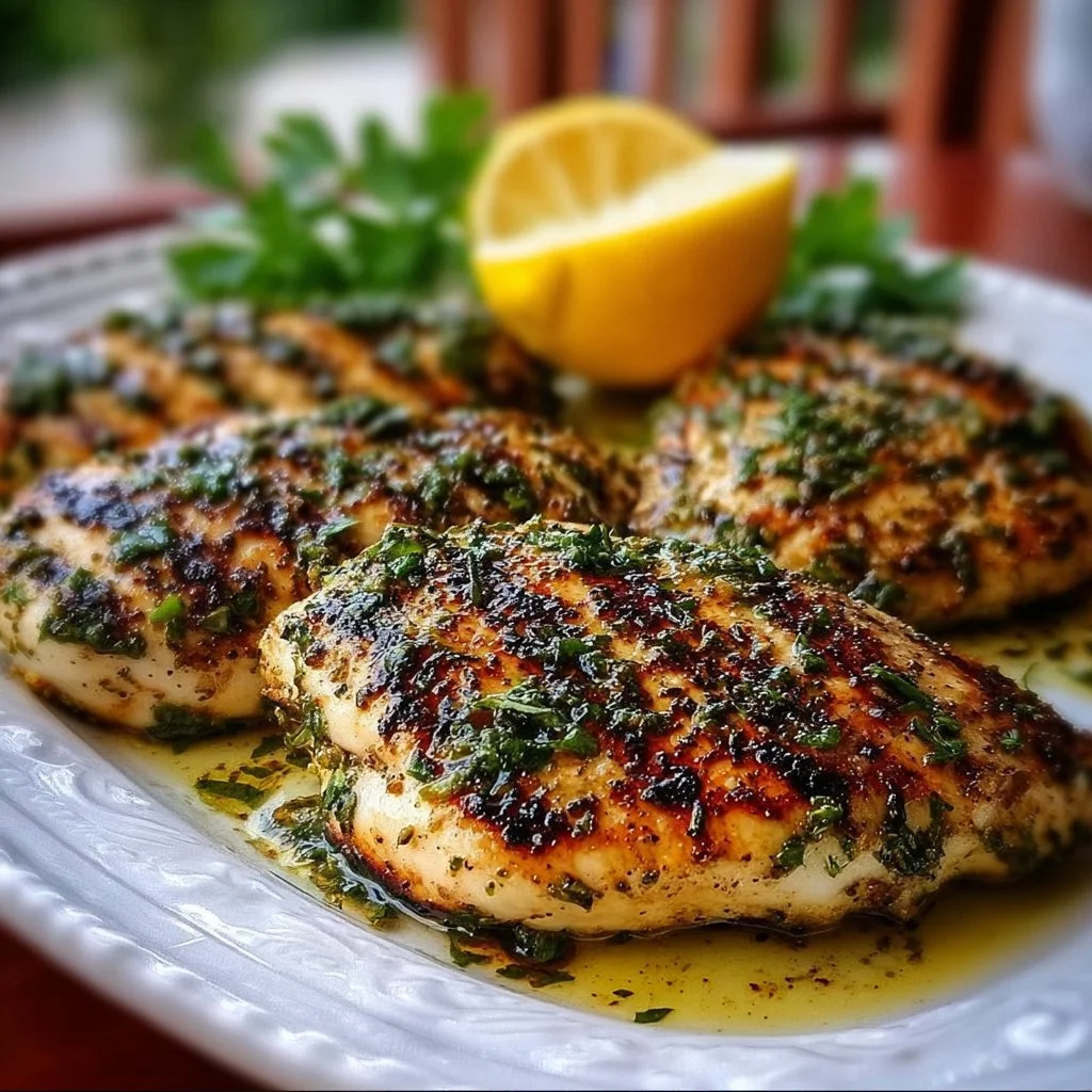 Mediterranean herb crusted grilled chicken served with fresh vegetables