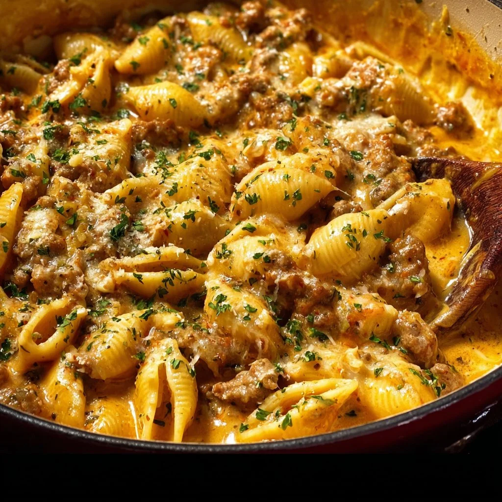 One Pot Cheesy Italian Sausage And Shells