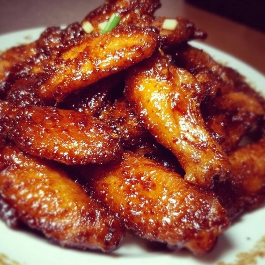 Delicious Pineapple Chicken Wings garnished with fresh herbs