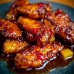 Delicious Pineapple Cowboy Candy Chicken Wings served on a plate.