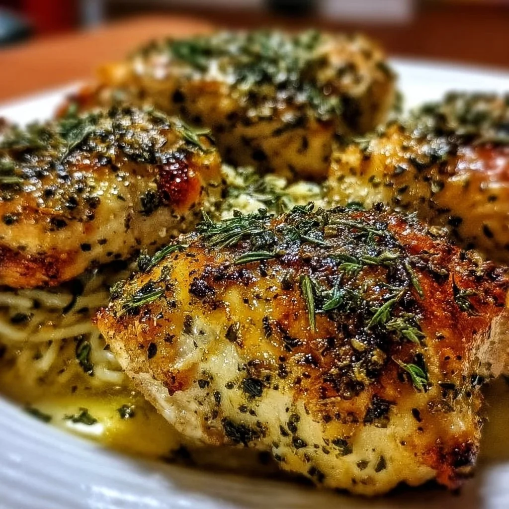 Savory Baked Italian Angel Chicken recipe with herbs and spices.