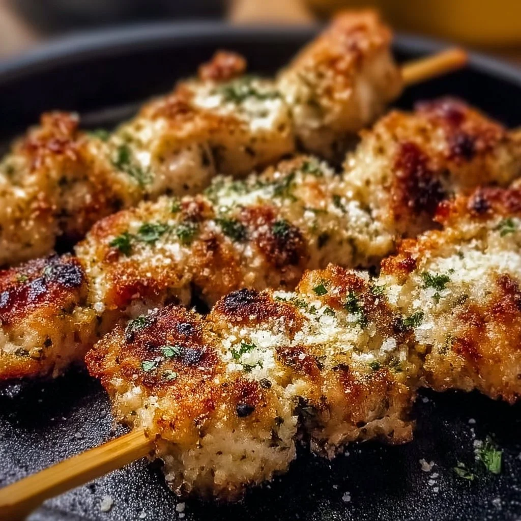 Sizzling Air Fryer Garlic Parmesan Chicken Skewers