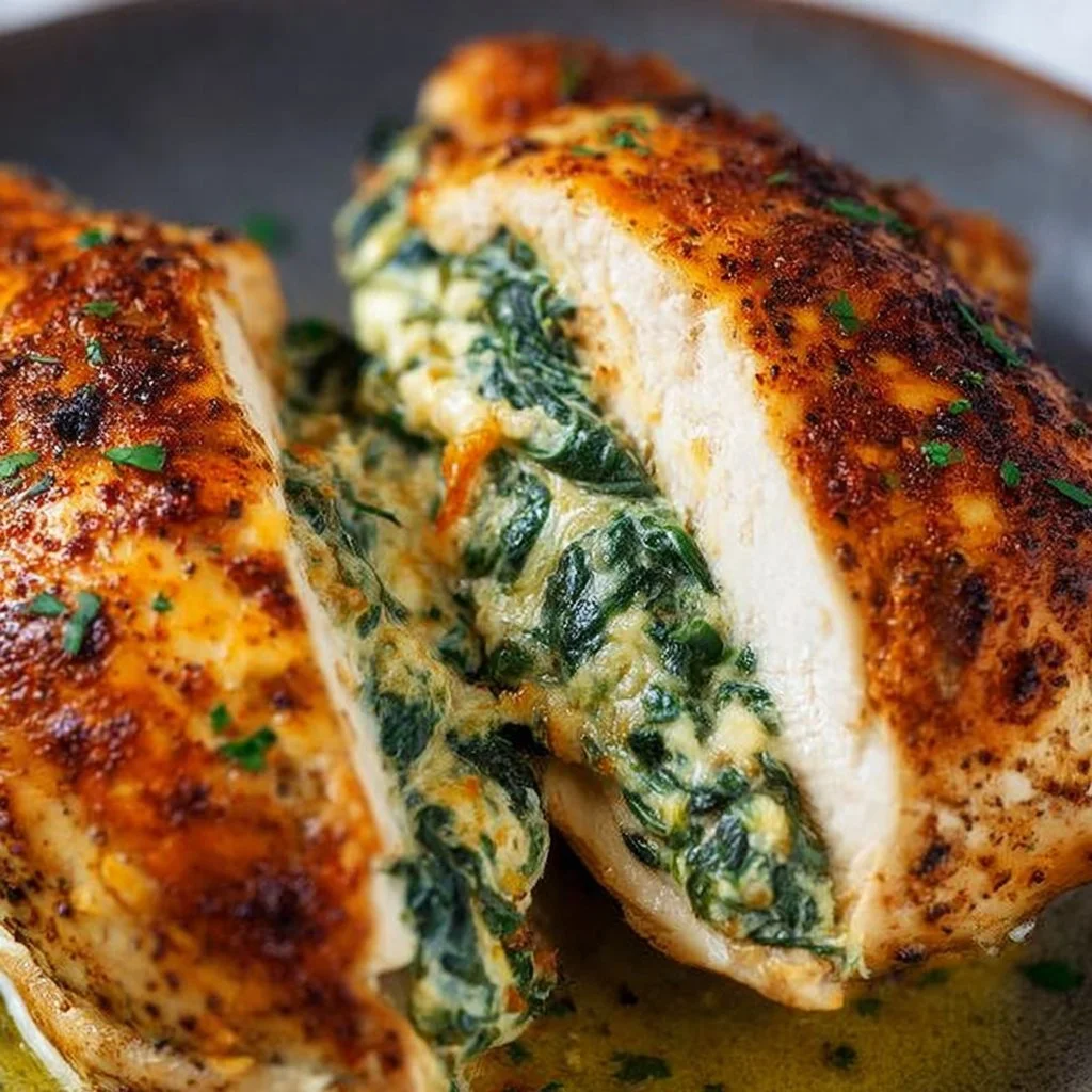 Spinach Stuffed Chicken Breasts - a healthy low carb dinner option!