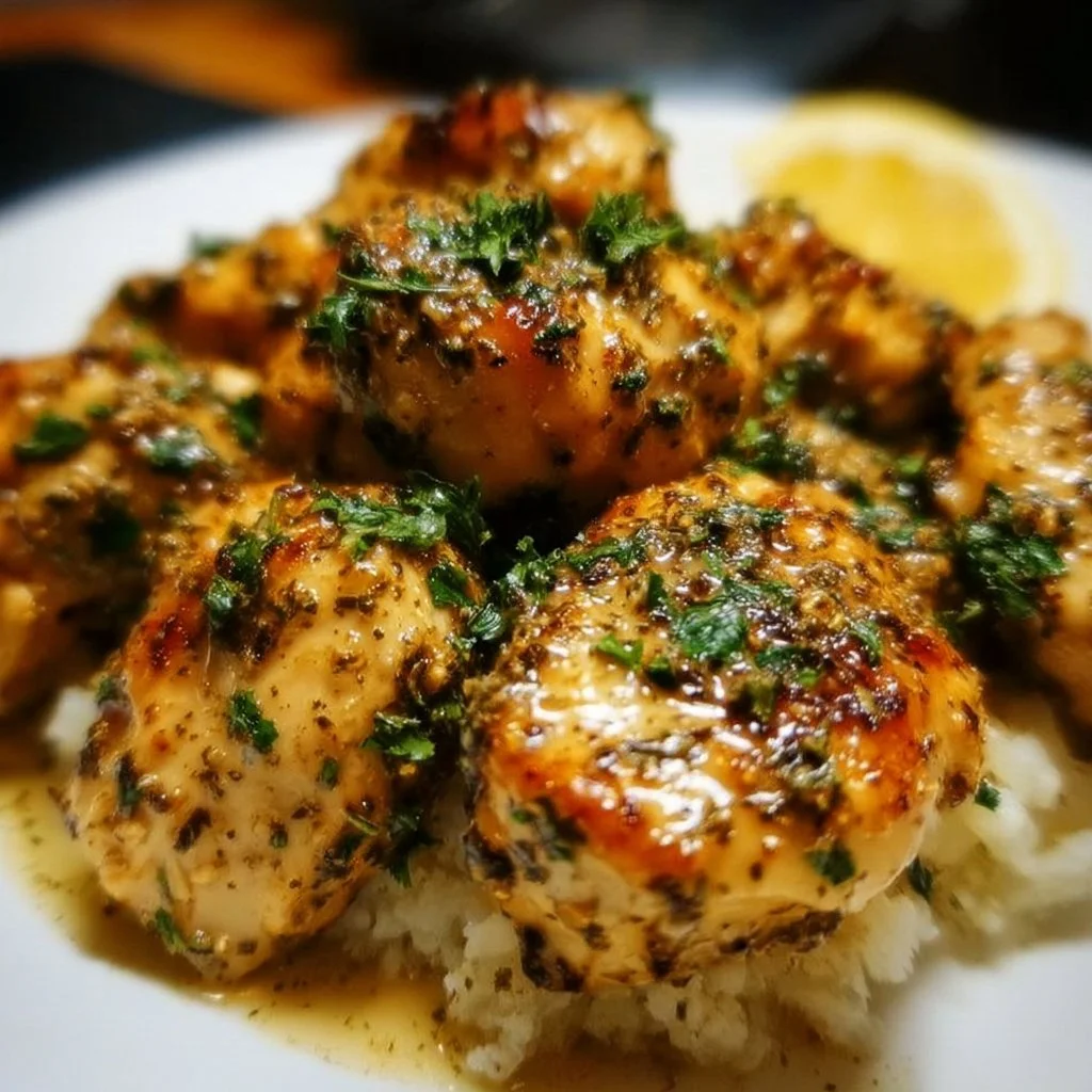 Delicious Tahini Chicken served with vegetables on a plate.