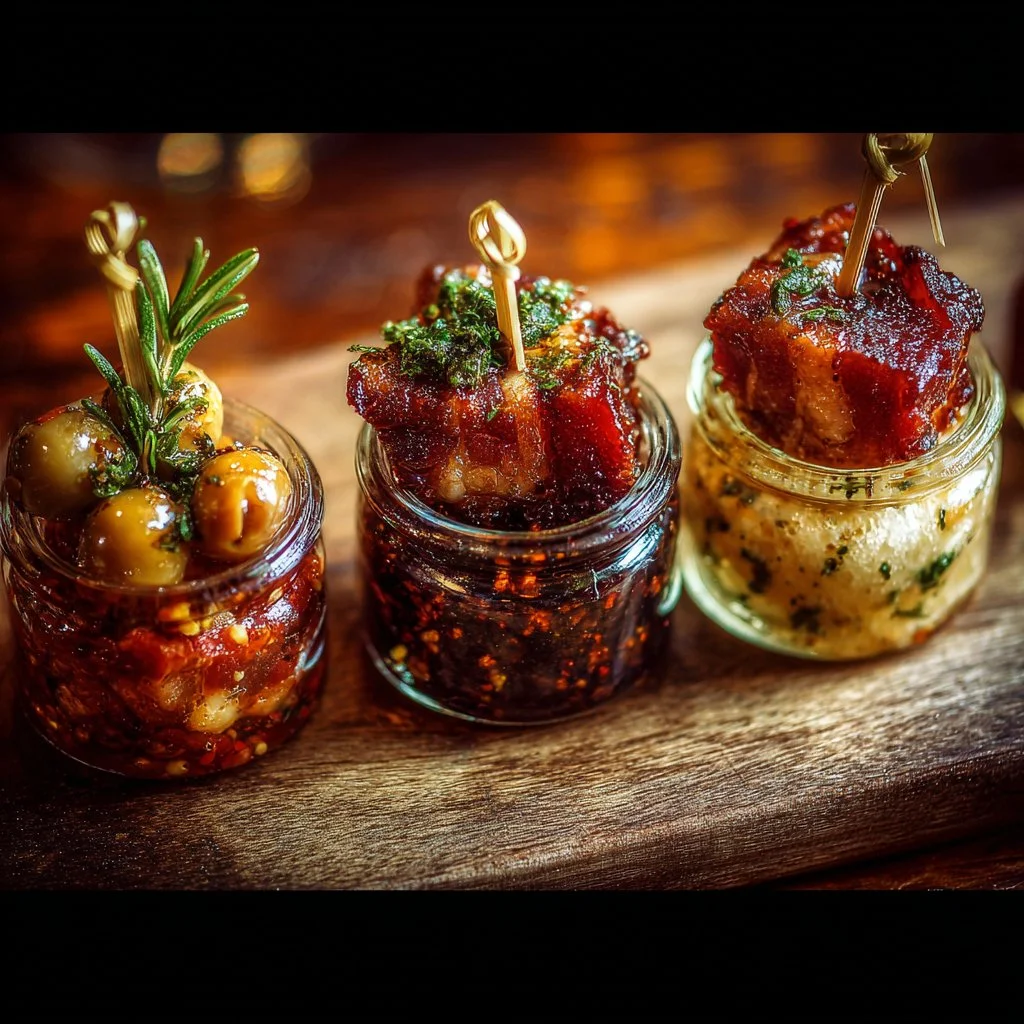 Three ingredients appetizer dish ready to serve at a gathering