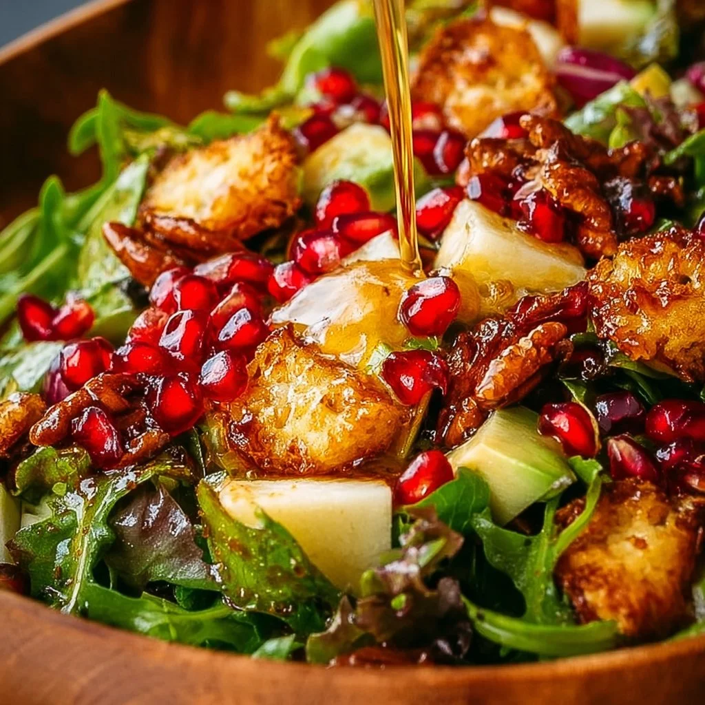Winter Christmas Salad with Honey Mustard Dressing